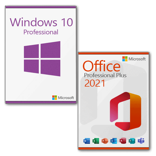 Microsoft Windows 10 Professional + Microsoft Office 2021 Professional Plus License for 3 devices