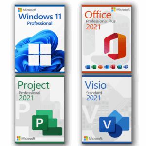 Microsoft Windows 11 Professional + Microsoft Project 2021 Professional + Microsoft Office 2021 Professional + Microsoft Visio 2021 Standard license for 3 devices